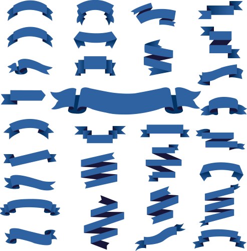 Set blue ribbons isolated on white background Vector Image