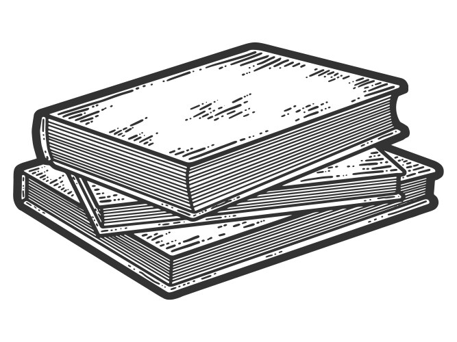 Isolated objects three books are stacked sketch vektorbild