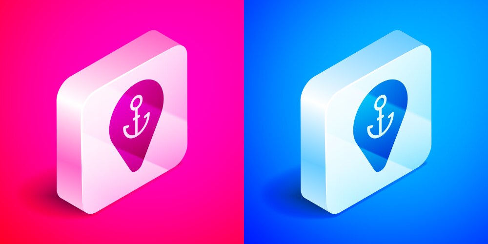 Isometric map pointer with anchor icon isolated vektorbild
