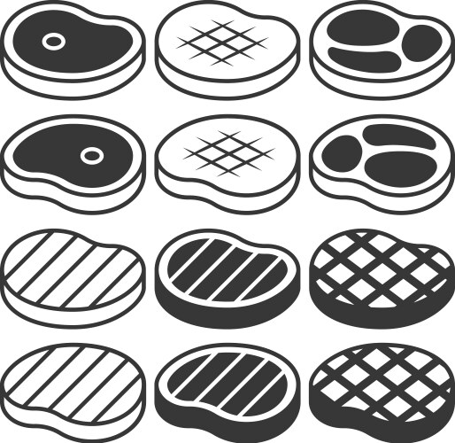 Steak icons set Royalty Free Vector Image - VectorStock