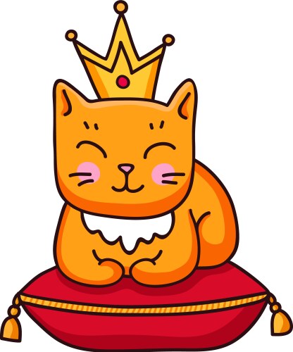 Cute Ginger Cat with Crown Vector Image
