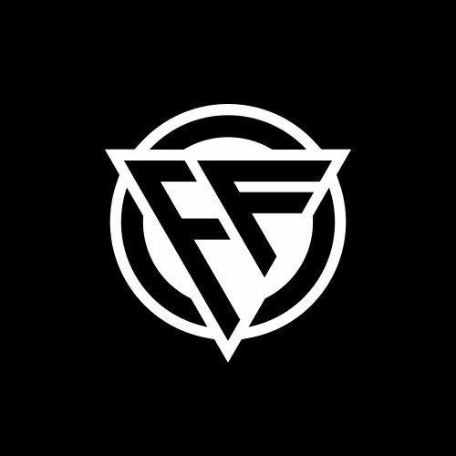 Ff logo with negative space triangle shape vector image