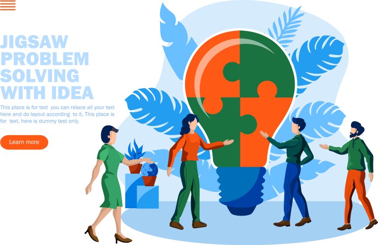 problem solving and creating idea with jigsaw vector image