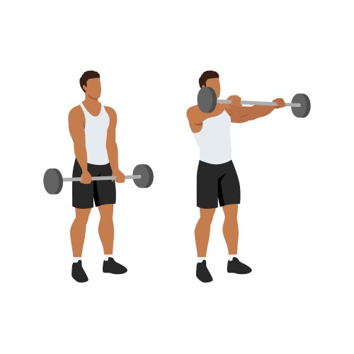 man doing barbell front raise exercise vector