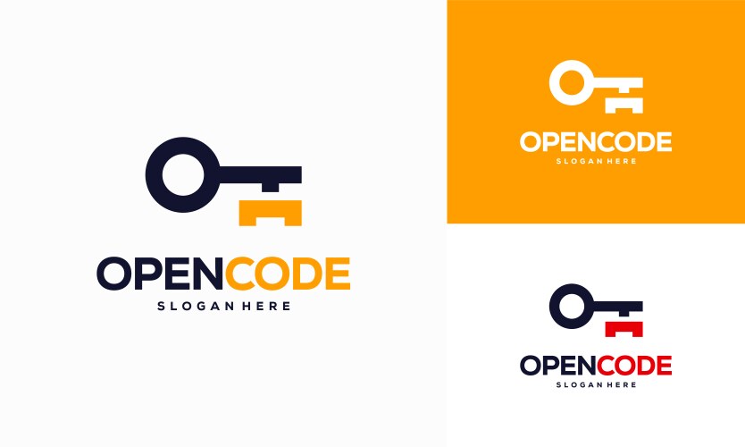 Open code logo designs concept coder technology vektorbild