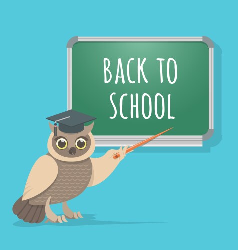 Wise Owl with Blackboard Pointer Vector Image