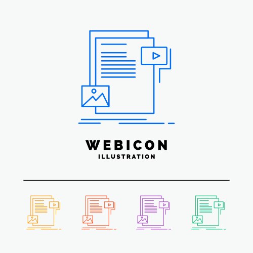 Data document file media website 5 color line web vector image