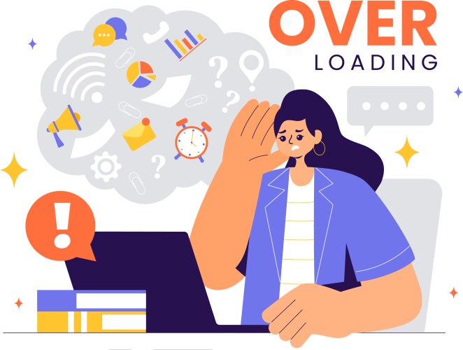 Overloading of a busy employee multitasking vector image