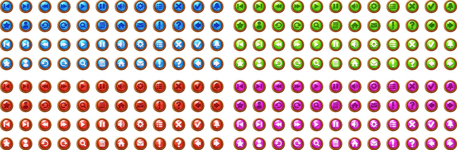 circle web buttons with wooden frame and icons vector image