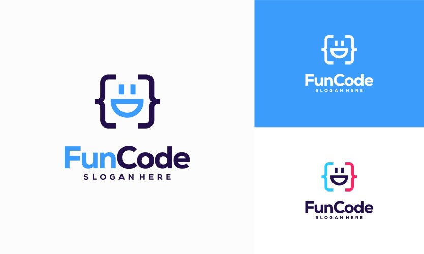 Fun code logo designs concept coding programmer vektorbild