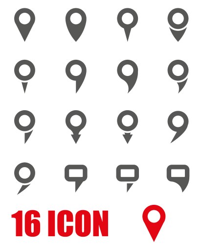 Grey map pointer icon set vector image