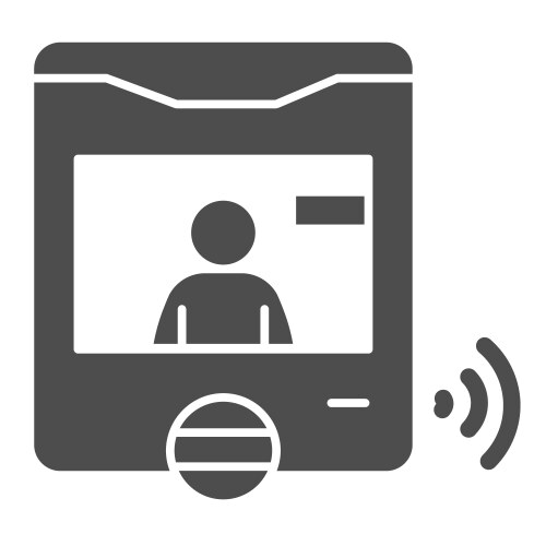 Intercom with guest on screen solid icon smart vector image
