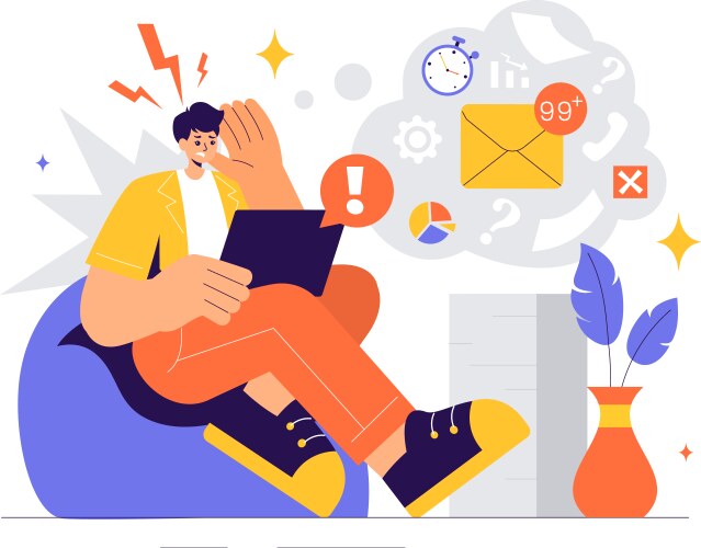 Overloading of a busy employee multitasking vector image