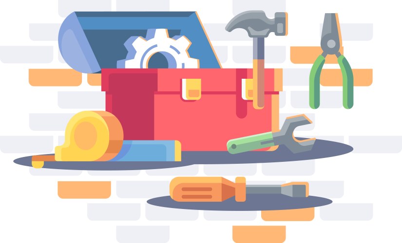 Repair Toolkit with Gear and Tools Vector Image