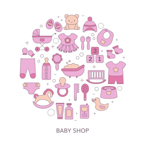Concept baby shop with baitem icons Vector Image