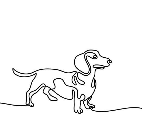 Dachshund Running Line Art Vector Image