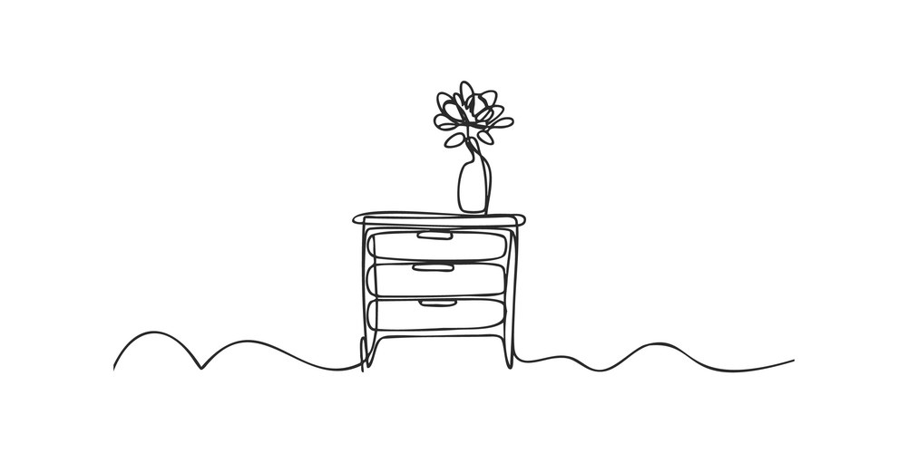 Minimalist Drawer Sketch with Floral Accent Vector Image
