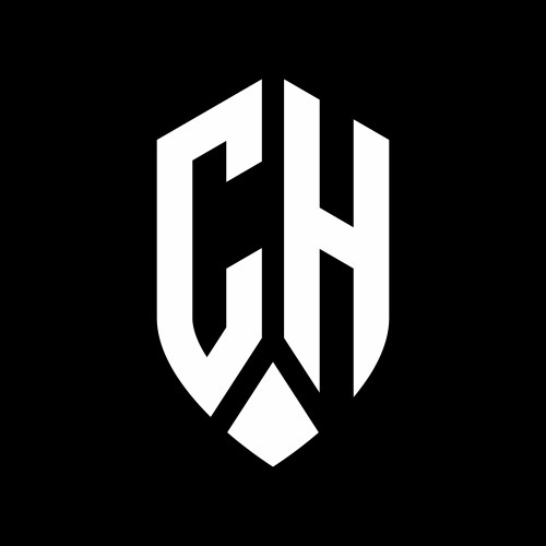 CH Monogram Shield Logo Vector Image