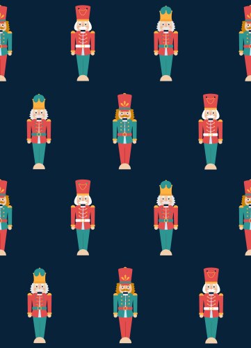 colorful christmas nutcrackers seamless pattern vector image