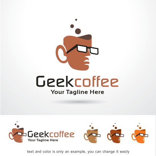 geek coffee logo template vector