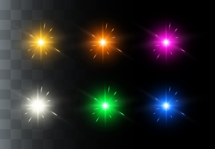 Pink lens flares set isolated on transparent Vector Image