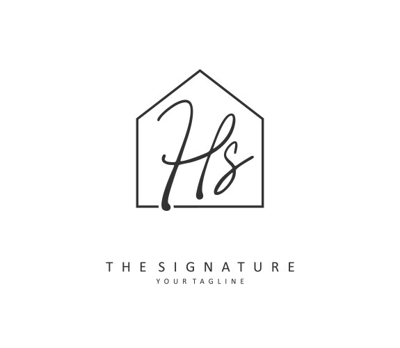 H s hs initial letter handwriting and signature Vector Image