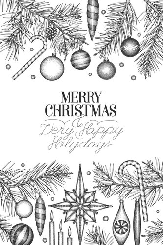 Hand Drawn Christmas Botanical Card Vector Image
