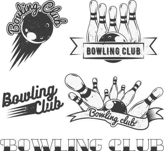 Vintage Bowling Club Logo Set Vector Image