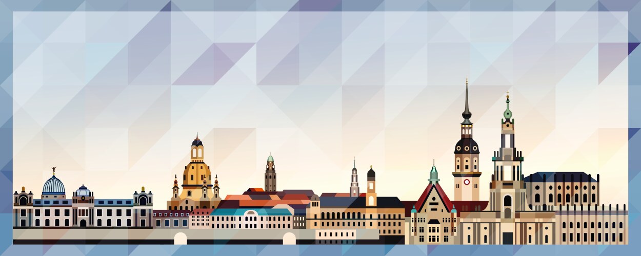 Dresden Skyline - Colorful Gradient Vector Image