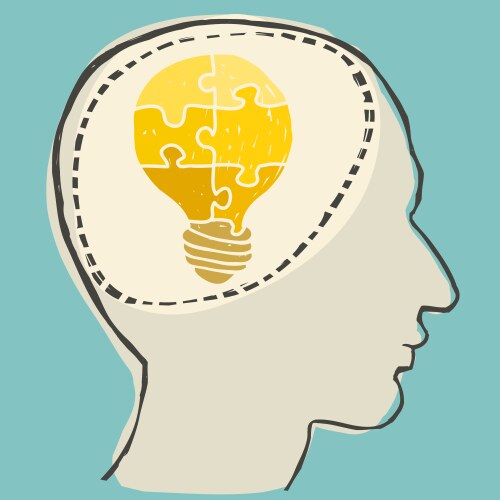 Brain inside a-light bulb Royalty Free Vector Image