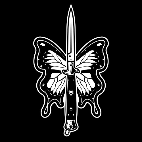 Butterfly dagger tattoo style Vector Image