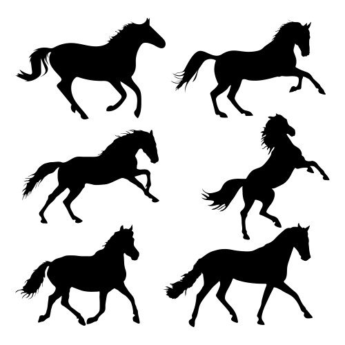 Horse Silhouettes Collection Vector Image