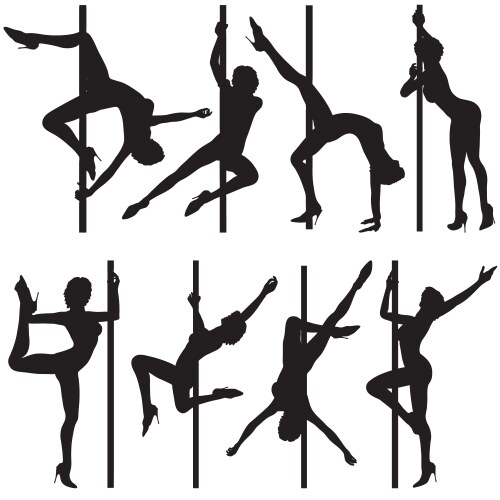 Silhouetted Dancer Pole Vector Image