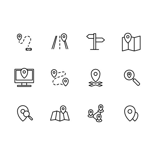 Simple set map pointer navigation location vector image