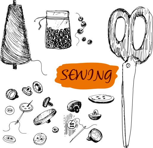 Sewing kit Royalty Free Vector Image - VectorStock
