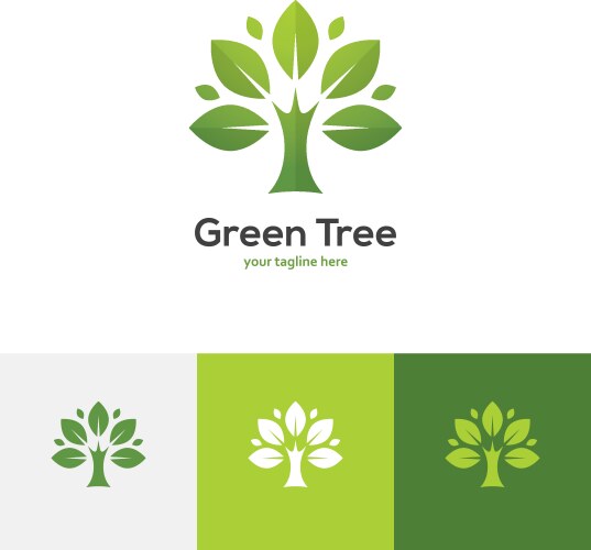 Tree house green negative space logo Royalty Free Vector