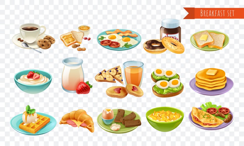 Breakfast set Royalty Free Vector Image - VectorStock