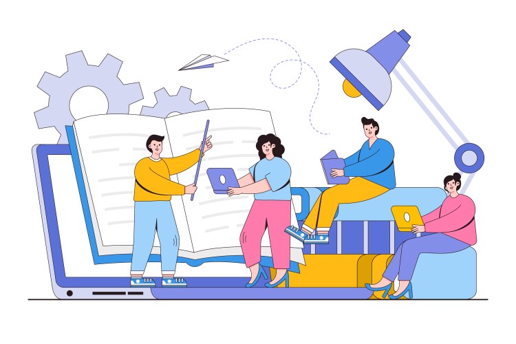 Trajectory education concept with characters Vector Image