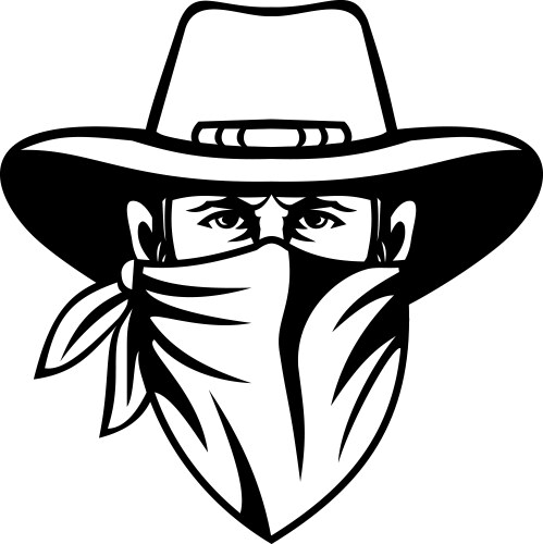 cowboy bandit outlaw highwayman or bank robber vector image