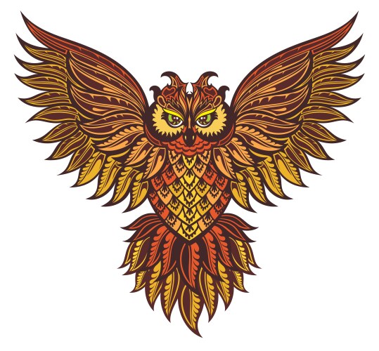 Flying owl bird Royalty Free Vector Image - VectorStock