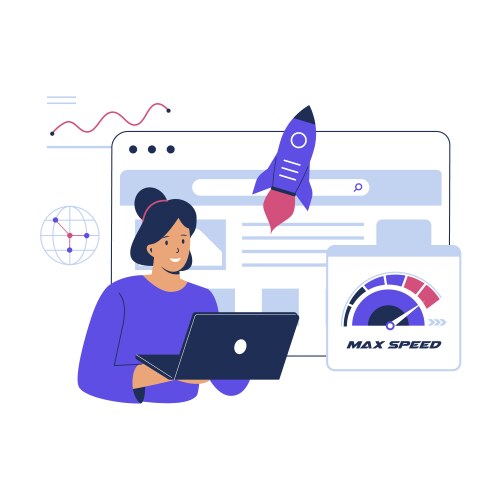 Website loading optimization page speed concept vector image