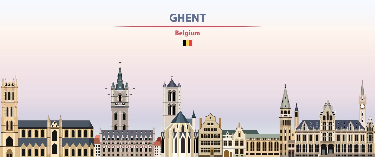 Ghent Skyline at Sunset Vector Image