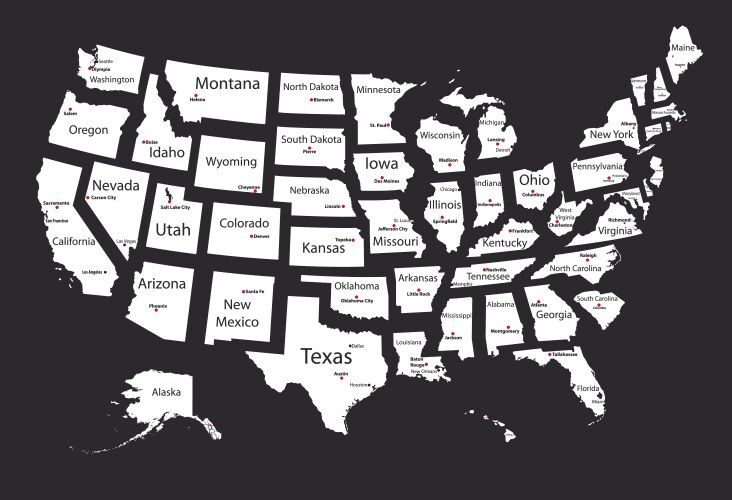 United States Map of Isolated States Vector Image