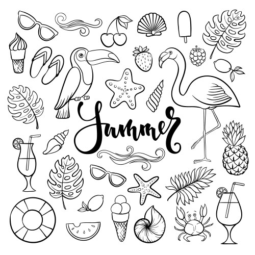Cute Summer Cartoon Collection Vector Image