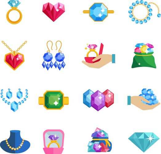 Jewelry store flat style design Royalty Free Vector Image