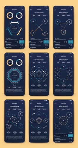 different ui ux gui screens and flat web icons vector image