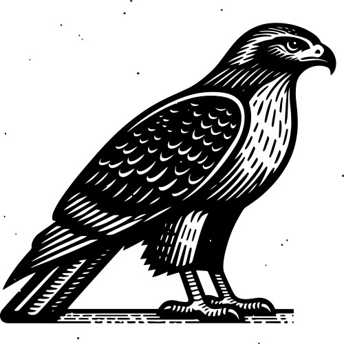 Simple red-tailed hawk side view icon vintage Vector Image
