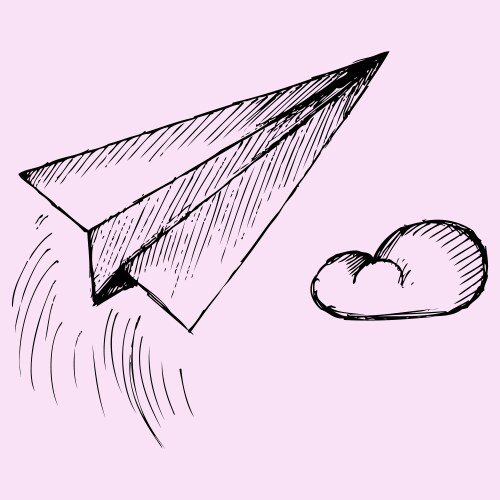 Paper Plane Sketch Vector Image