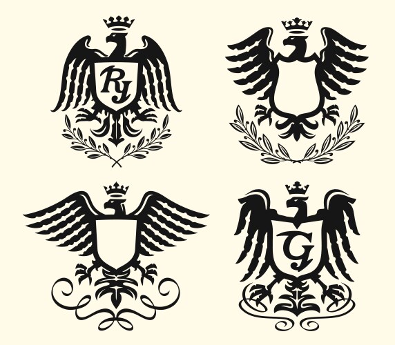 Eagle Shield Icon Set Royalty Free Vector Image