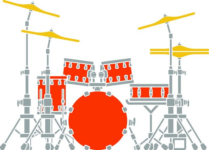 Color flat style drum set Royalty Free Vector Image